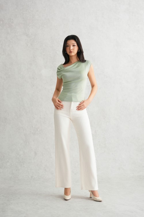 Sixdo Light Mint Cowl Neck Knit Blouse